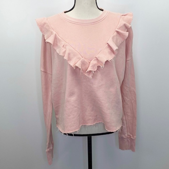 Free People Ooh La Ruffle Pullover Uptown Pink Top Size Medium Bohemian - Picture 4 of 9